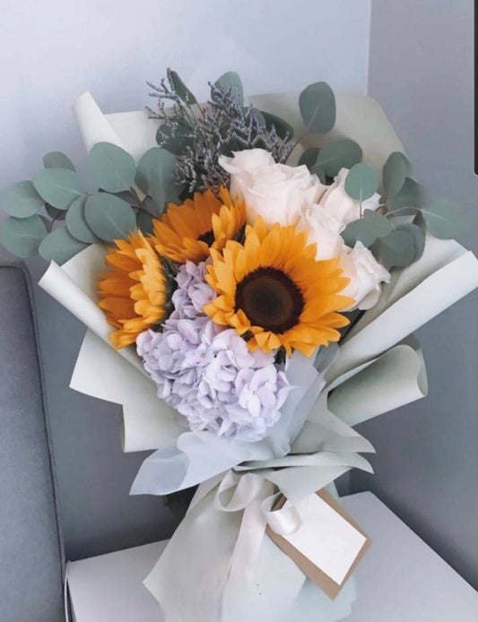 Sunflowers & White Roses Bouquet